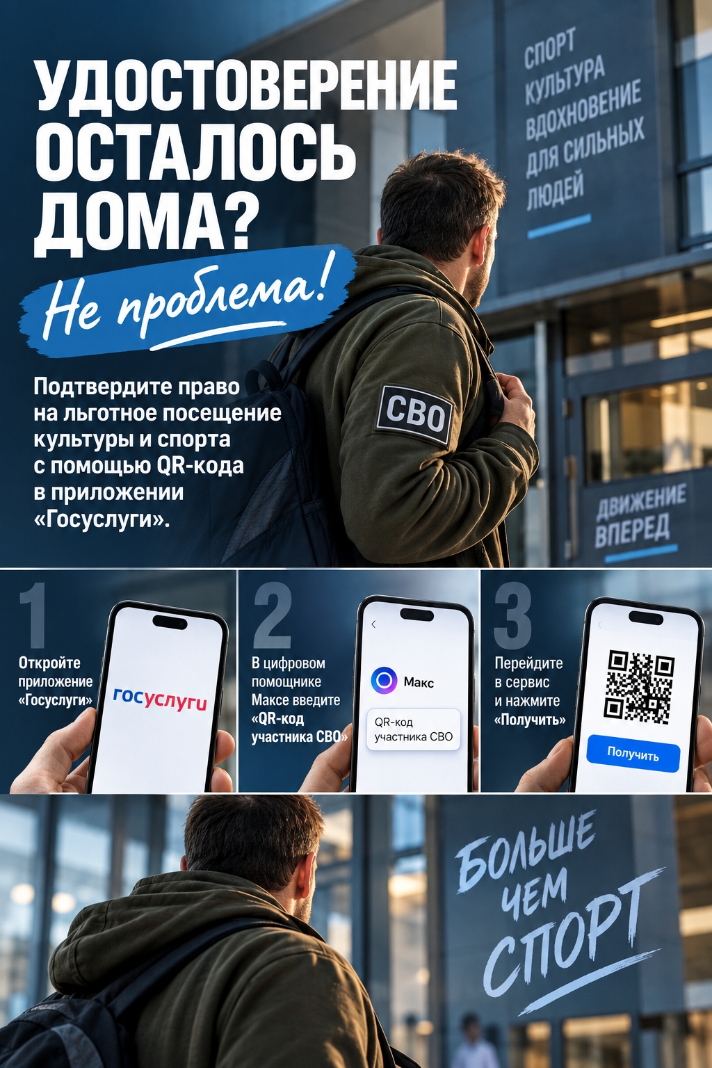 Участники СВО могут подтвердить право на льготное посещение учреждений культуры и спорта с помощью QR-кода в