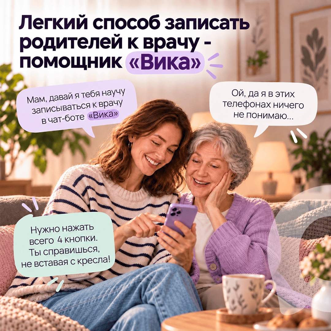 Чат-бот «Вика» помогает сэкономить время на записи к врачу Часто пожилые родители просят детей позвонить в